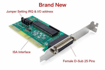ISA 8-Bit LPT Parallel Port Card DB25 Printer Controller LJKMP101