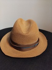 Vintage Stetson Toyo Straw Fedora Hat - Driftwood - Ribbon Trim Size 6 3/4