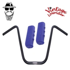 Original Lowrider 13" 22.2 D Handlebar Black Custom 120mm Grips Solid/Blue