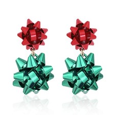 Christmas Earrings for Women Festive Bow Drop Dangle Earrings Gift Stud Earri...