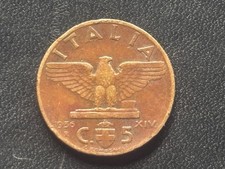 antique coin Italy King Victor Emmanuel III 5 cent 1936