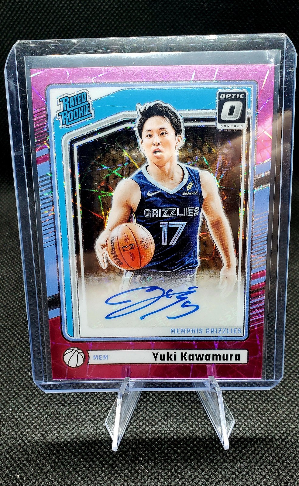 2024-25 Optic #334 Yuki Kawamura Rated Rookie Auto Pink Velocity /79 RC