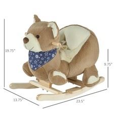 Baby Rocking Horse with Lullaby, Ride On Horse, Bear Themed Plush Animal Rocker