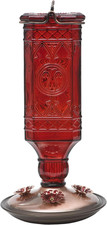 Perky-Pet Red Square Antique Bottle Glass Hummingbird Feeder - Humming Bird Feed