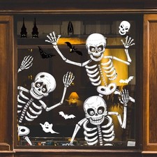Halloween Window Clings Skeleton Stickers for Glass Window Decorations