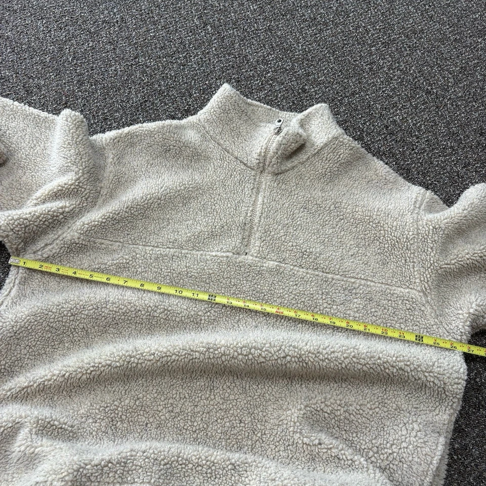 Años 90 Lands End Deep Pile Cremallera Vellón Cuarto Cremallera Avena Crema Raro XL Foto 4 de 4