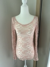 VTG Floral Lace Sheer Pink Top Whimsy Fairy Y2K Coquette Feminine