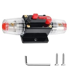 30 Amp Circuit Breaker Manual Reset Inline Fuse, 12V-48V DC for Audio Marine Boa