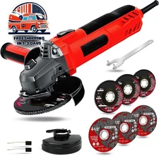 Amoladora Angular De 7,5 A, 4-1/2 Pulgadas, 12000 RPM, Con 2 Protectores US NEW