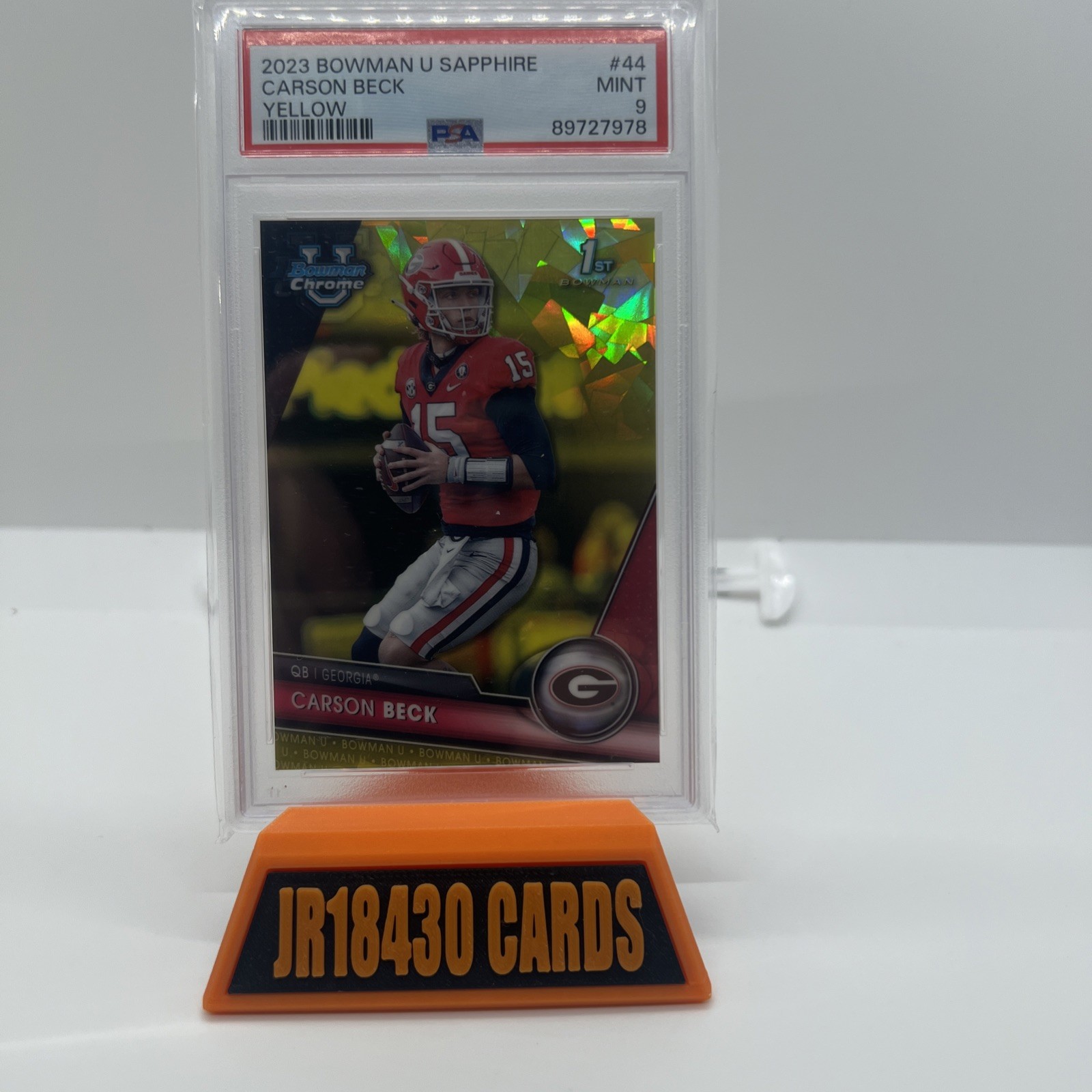 2023 Bowman U Chrome Sapphire Edition Yellow /75 Carson Beck #44 PSA 9 MINT SP