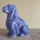 Vintage Shawnee Blue Glazed Spaniel Type Dog Planter Art Pottery USA 6.5"