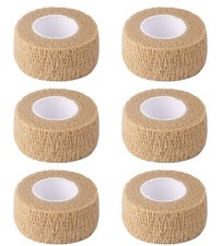 6pc-1 Inch Wide Skin Color Elastic Self-Adhesive Bandage Tape,Wrap Sprain/Swell