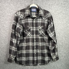 VTG Pendleton Mens M Plaid Western Snap Button Down Shirt 100 Virgin Wool