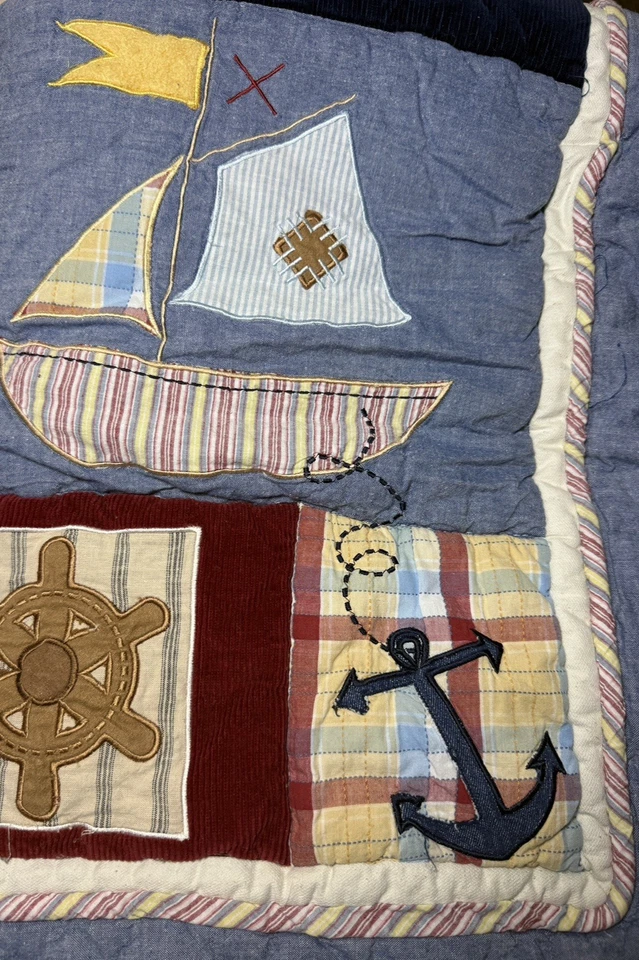 Colcha de barco Kidsline veleiro bebê infantil bordado decoração costeira meninos - Imagem 4 de 4