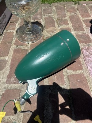 Vintage Hubbell Industrial Bullet Lamp Light Landscape Floodlight Green