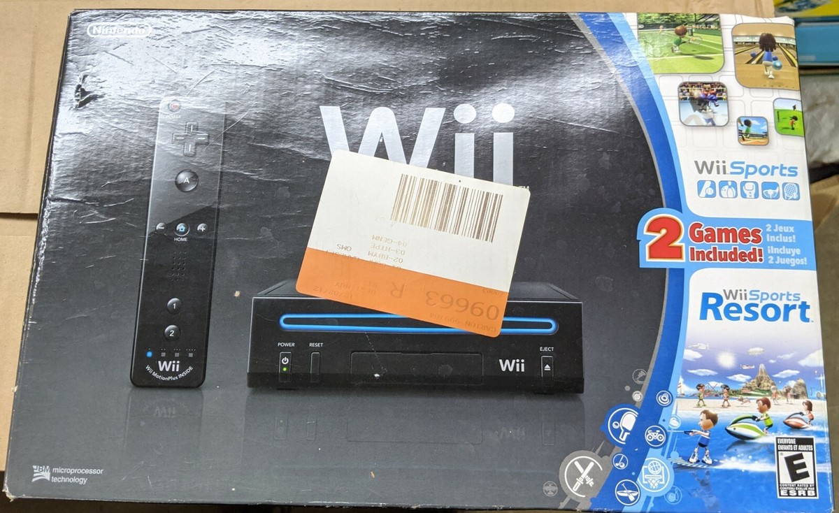 nintendo wii black bundle new in box with 2 games wii