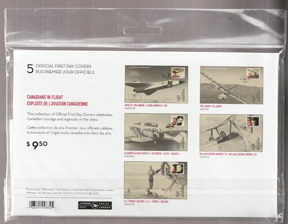2019 Canadians in Flight. OFDC set of 5. Includes Avro Aero. New in package. - Image 2 of 2