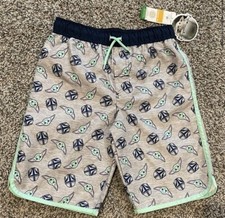 BRAND NEW Boys Swim Trunks Size Large Disney Star Wars The Mandalorian Yoda