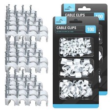 100-300 Cable Clips 6mm 9mm 12mm | Round White Plastic Electric Wire Set Wall