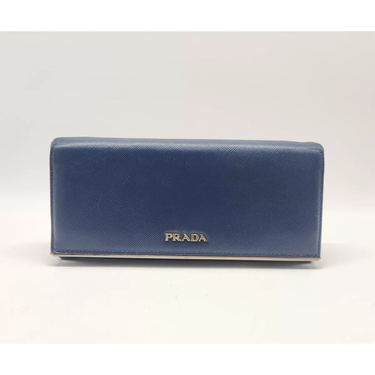 Prada Bi-Fold Wallet Saffiano Leather Bluette in Saffiano Leather - US