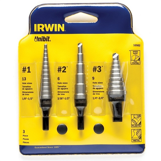 Hanson 3Pc Unibit #1 #2 #3 Step Drill 