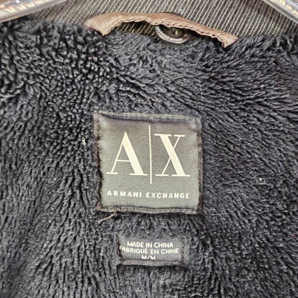 Armani Exchange Jacket Mens Medium Button Front Sherpa Fleece Lined - Image 4 of 4