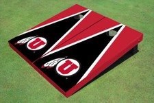 University Of Utah 'U' Black And Red Matching Triangle Custom Cornhole Board