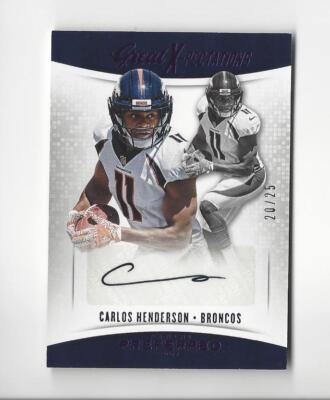 2017 Panini Preferred Purple #351 Carlos Henderson Rookie AUTOGRAPH Broncos /25