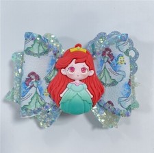 Pre-cut faux leather hair bow kits 4 inch PREMIUM DIY KIT Ariel Mermaid Princess