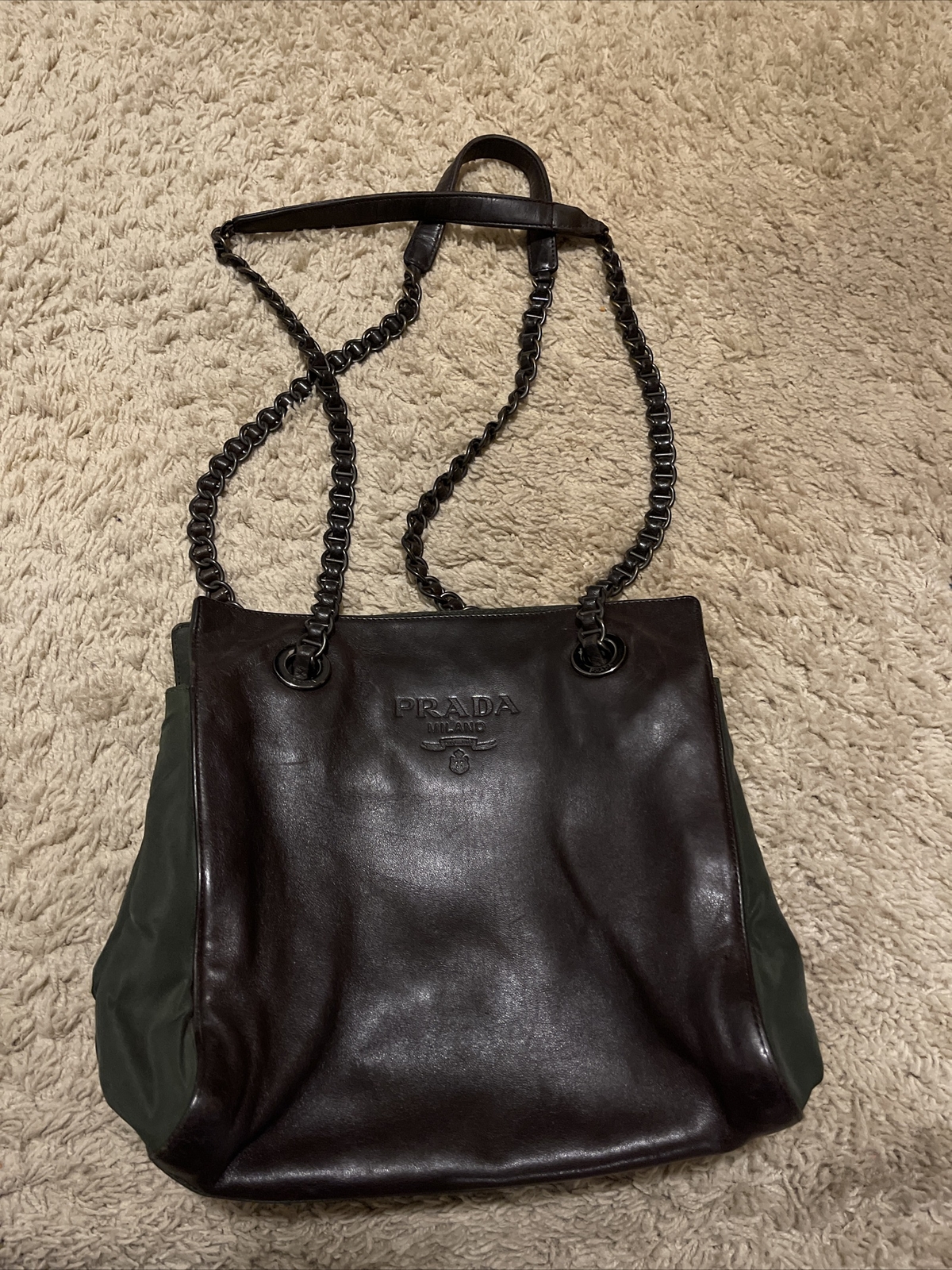 VIntage Prada Medium Leather Bag Brown Shoulder Bag 1990’s