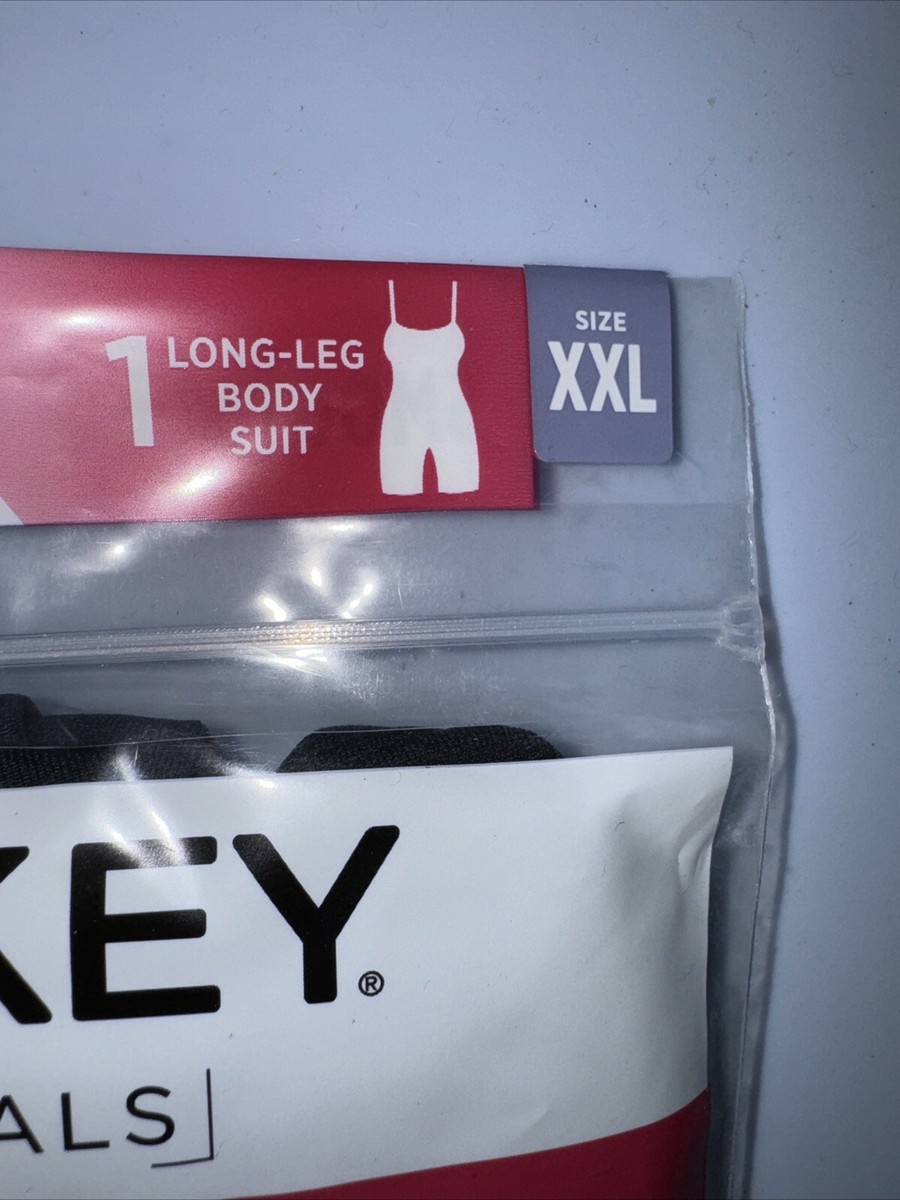 2X Bodysuit NIP Womens Jockey Essentials Black Long Leg Seamfree