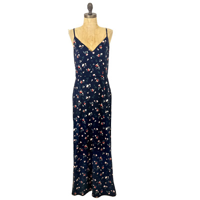 NINE BRITTON Abigail Tank Maxi Dress M Blue  Brushed Floral Strappy Knit NWT B19