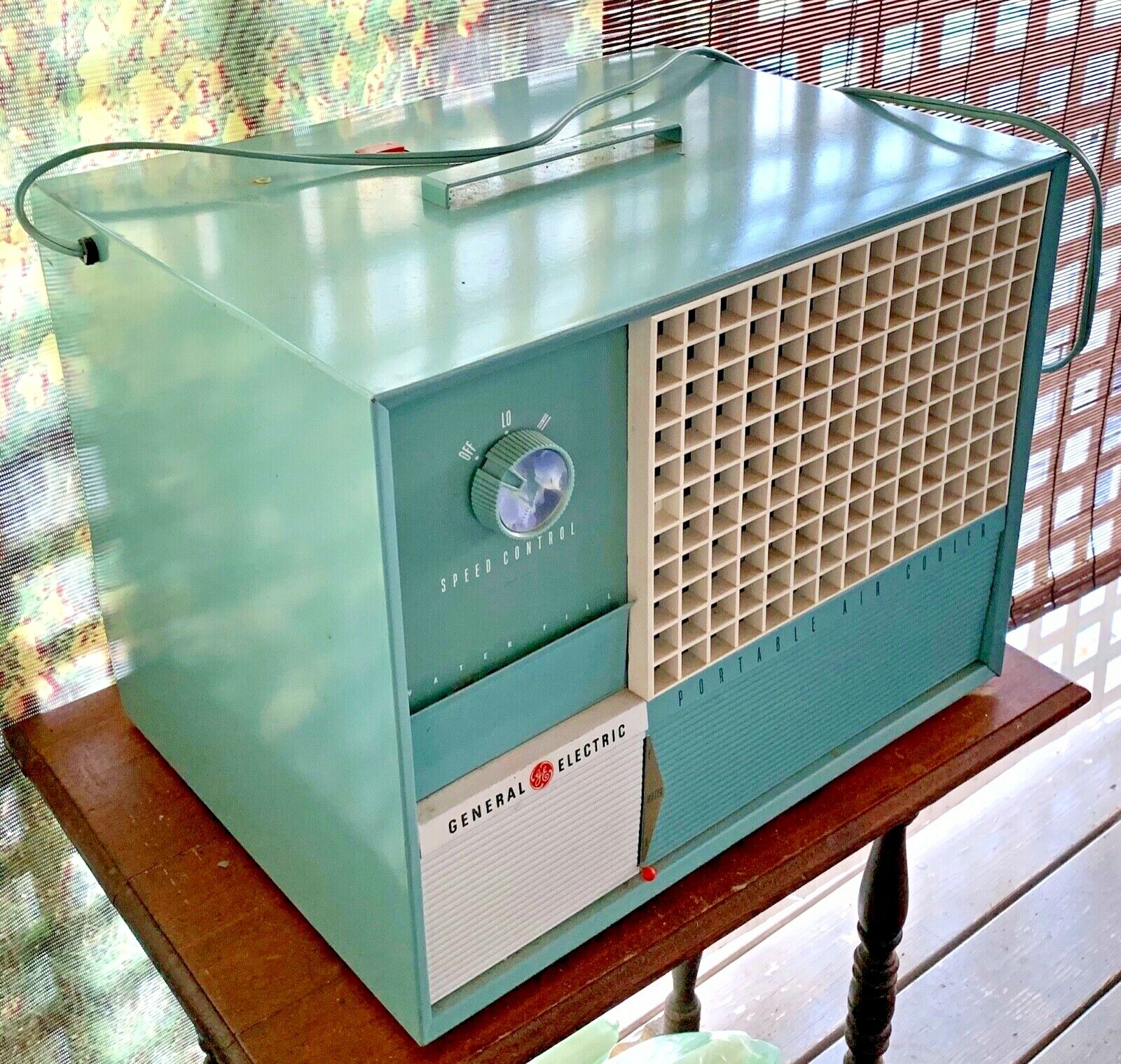 MCM GE Portable Air Cooler 1950's Mid Century Appliance Blue Pick Up