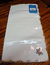 Set 4) Embroidered 16” Sabbath Napkins 100% Cotton White~Gold Scalloped Edge 238