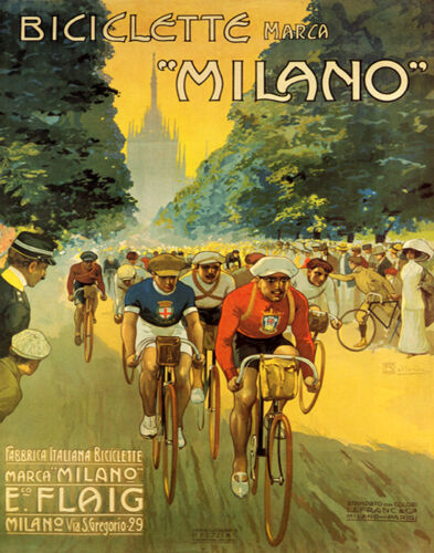 AFFICHE VÉLO MILANO COURSE VÉLO ITALIE CYCLISME SPORT VINTAGE REPRO GRATUIT S/H - Photo 1/1