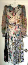 ZIMMERMANN Ninety Size Pleated Dress Multi Floral SIZE 1, New Without Tag