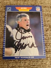 1989 Pro Set Jim Mora Autographed Football Card  New Orleans Saints NFL Colts 