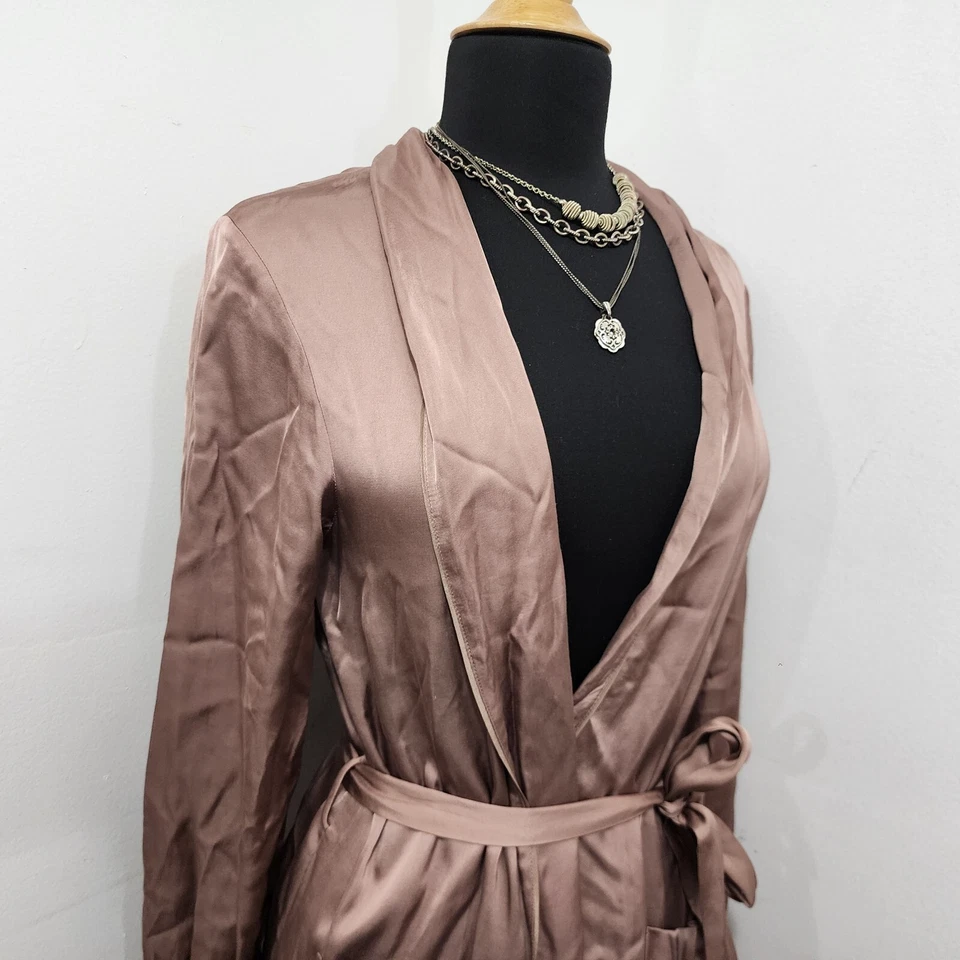 Wilfred Aritzia Durante Duster Jacket Kimono Robe Satin Silk Women's Size XS - Image 3 of 4