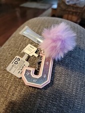 Claire s Pink Glitter Initial Letter "J" With Clear Glitter Lipgloss Keychain