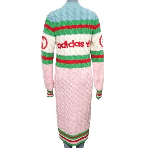 GUCCI × Adidas Collaboration Knit Dress Set Dress Long Sleeve Wool