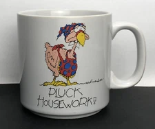 Vtg Russ Berrie & Co Coffee Mug Schneider’s “Pluck Housework!” Chicken w/Apron