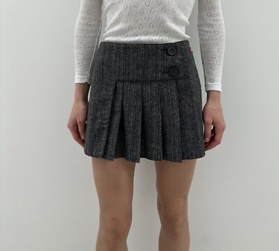 Miss Sixty 60 Mini Wrap Pleated Skirt Gray Y2K Size L | eBay