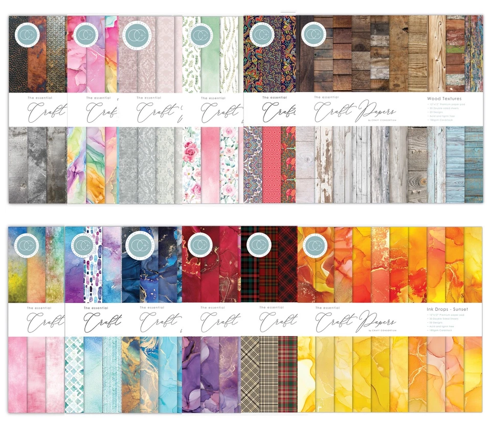 The Essential 12" x 12" Craft Paper Pads from Craft Consortium