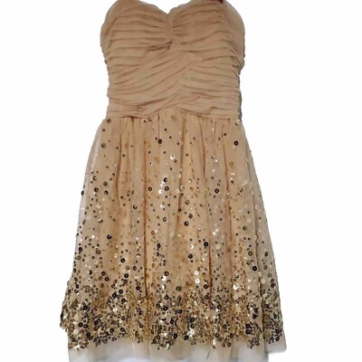 delia's party dresses DELIAS Juniors Champagne Metallic Gold Strapless Dress Party Prom Lined  Size 0