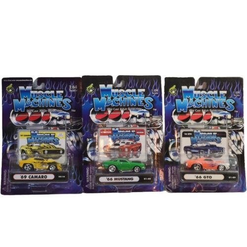 2001 Lot of 3 Muscle Machines Diecast Cars 1/64 Scale GTO, Camaro Mustang NOS - Picture 1 of 10