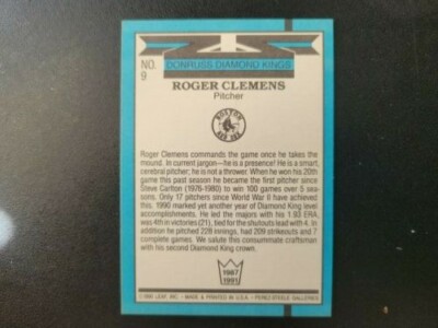Rare Vintage Mint Condition Roger clemens Donruss diamond kings #9