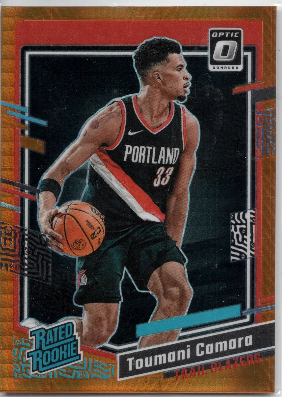 2023-24 Donruss Optic Toumani Camara Hyper Orange /99 Rated Rookie Blazers