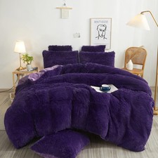 Plush Shaggy Duvet Cover Set, Luxury Ultra Soft Velvet Fluffy Furry Bedding S...