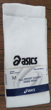NUEVO CON ETIQUETAS ASICS Unisex Voleibol Todo Deporte Cancha Hasta la Rodilla Calcetines Blancos Talla M