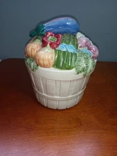 Vintage 1988 Fitz And Floyd Ceramic Vegetable Garden Basket 6"